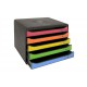 Zásuvkový box PLUS duhový, 5 zásuvek, na šířku, černý/mix duhových barev - Exacompta X308798D